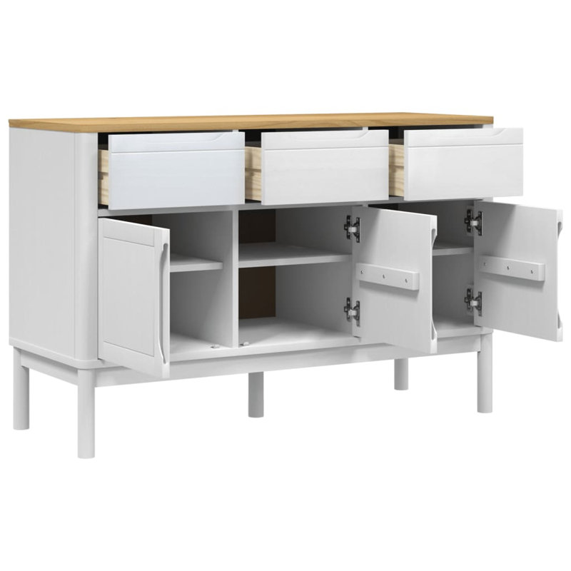 Buffet en bois de pin massif 44,9 "x 16,9" x 29,1 "Ebern Designs FLORO, Brun / blanc