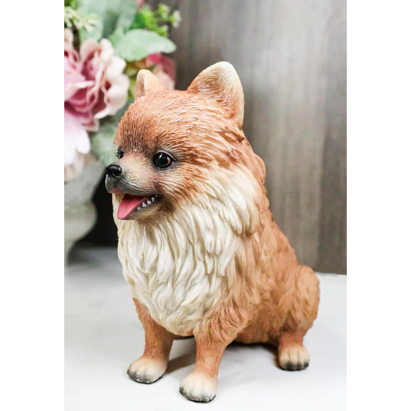 Lifelike Adorable Pet Pal Sitting Pomeranian Spitz Puppy Dog Figurine 6"H