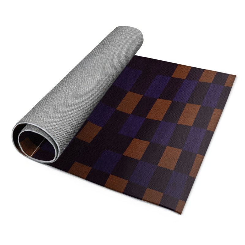 Tapis intérieur / extérieur mauve à carreaux, Rectangulaire 2 pi x 3 pi
