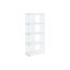 Bibliothèque, bibliothèque, étagère, 5 niveaux, H 60 po, bureau, chambre à coucher, verre trempé, blanc brillant, transparent-124374072
