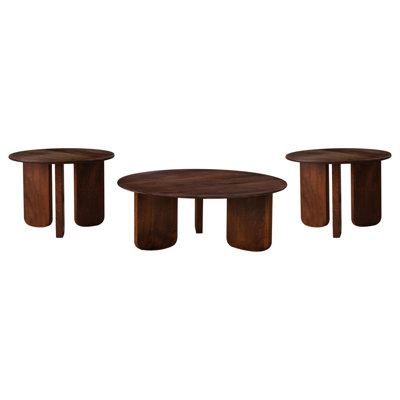 Ensemble de tables basses et de tables d'appoint 3 pièces Columbo Brown