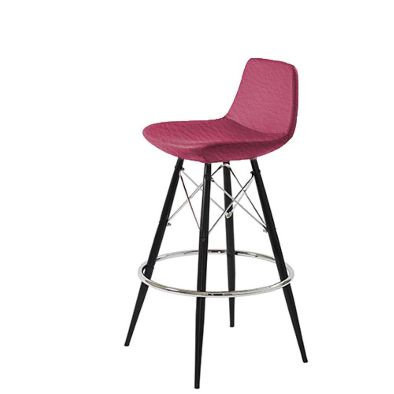 Shinn Upholstered Counter Stool with Metal Frame, Black, Bar Stool (29" Seat Height), Dark Grey