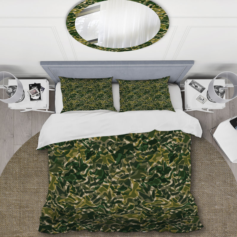 Camouflage vert tendance - ensemble de housse de couette abstrait - microfibre de polyester