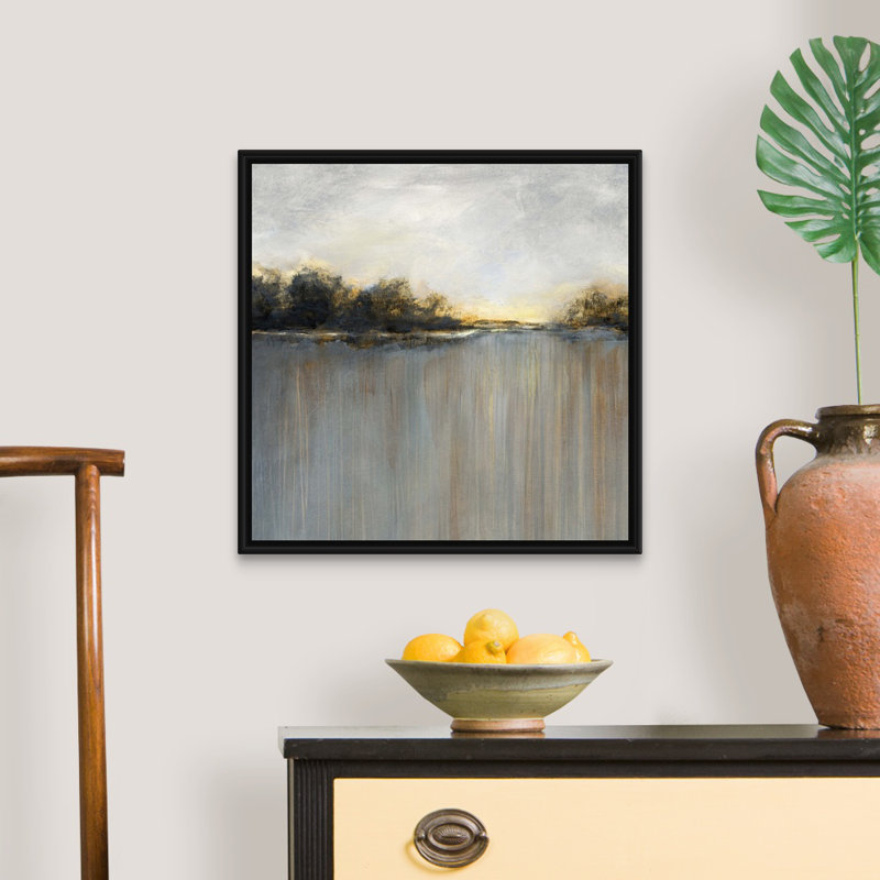 Rainy Sunset I - reproduction d'art sur toile, Cadre flottant noir, H 21,7 po x l 21,7 po x P 1,75 po