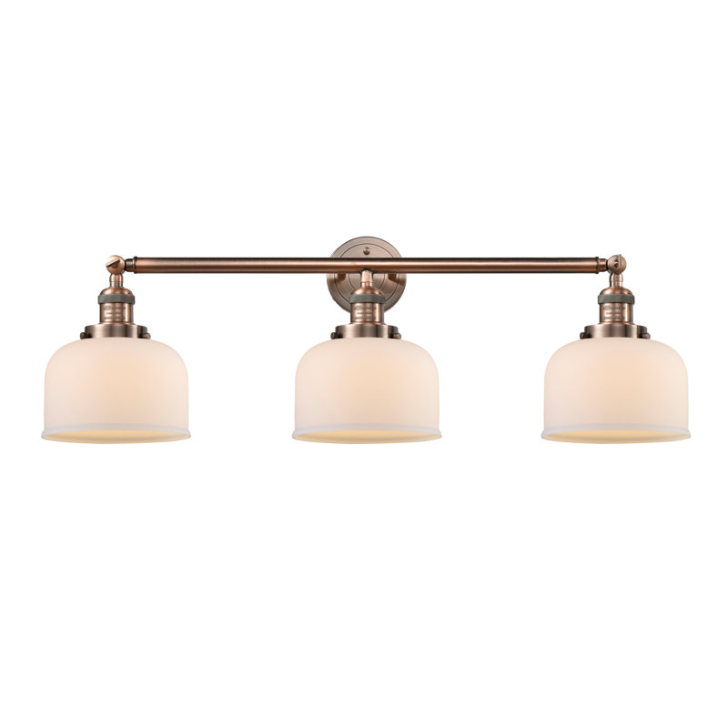Placencia 3 - Light Dimmable Vanity Light, Matte White, Antique Copper, 6 Watt Vinage LED Bulb