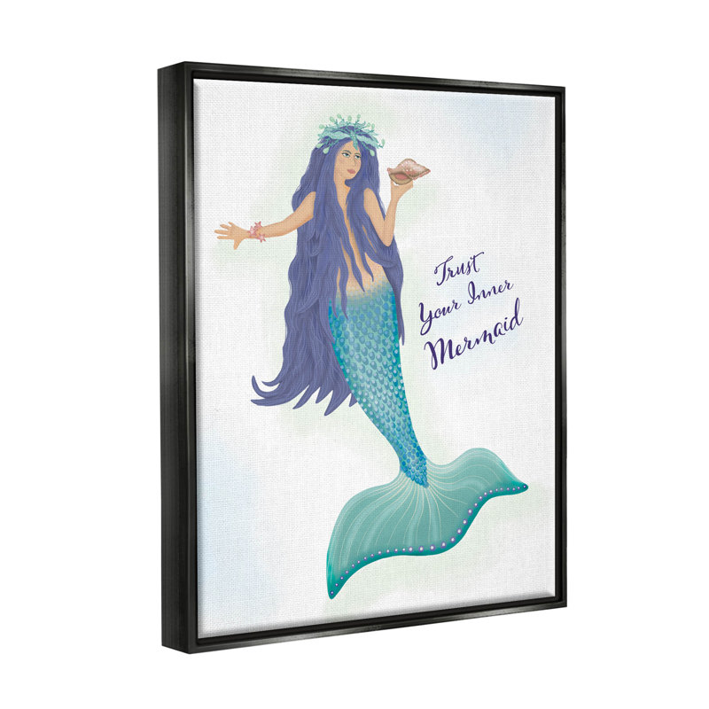 «Trust Your Inner Mermaid», art mural encadré flottant par Darlene Seale, H 31 po x l 25 po x P 1,7 po, Noir