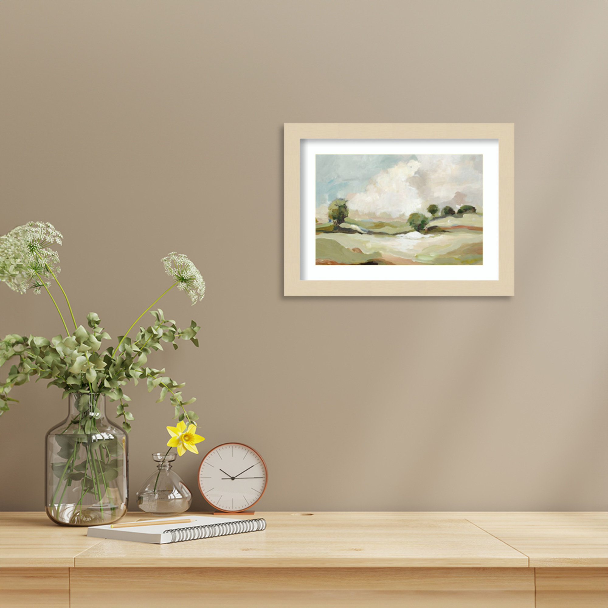 Pastoral Land by Wood Framed Wall Art Print, Brown, 10" H x 13" W