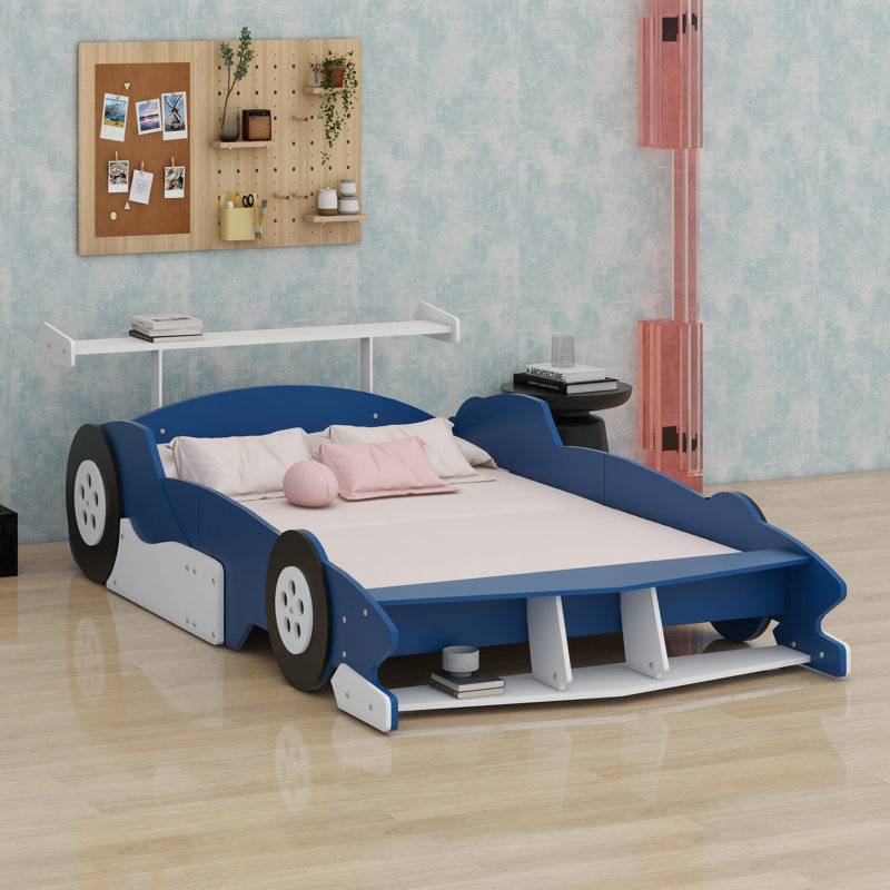 Lit plateforme avec roulettes Race, Bleu