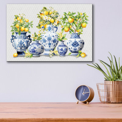  «Lemons And Chinoiserie D» par Jean Plout, art mural en verre acrylique