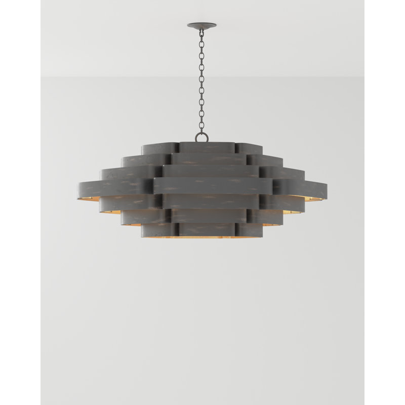 Bunny Williams 6 - Light Wrought Iron Dimmable Geometric Chandelier