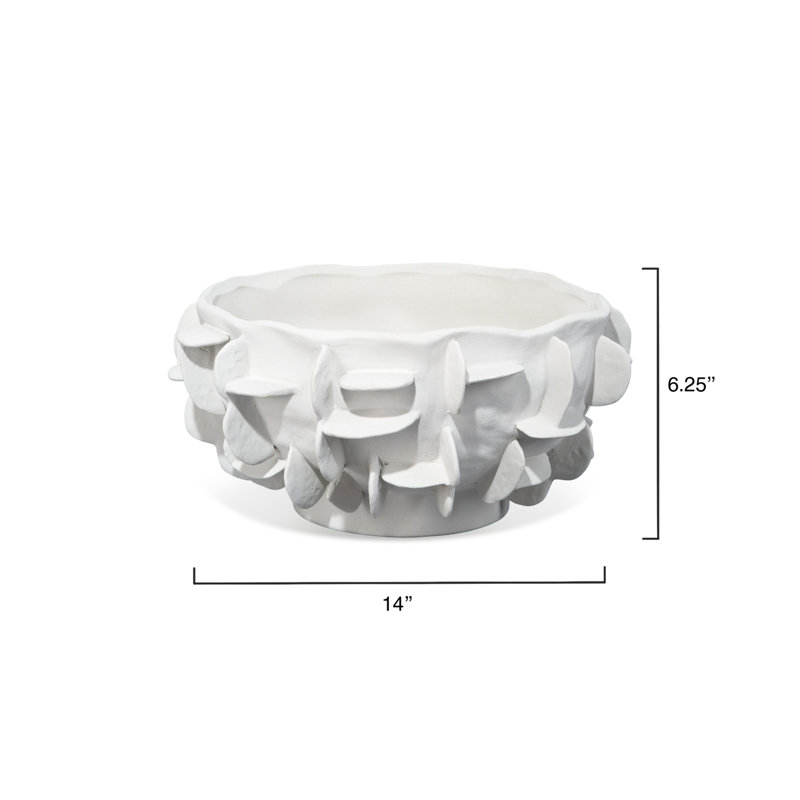 Handcrafted White Ceramic Sculptural Decorative Bowl