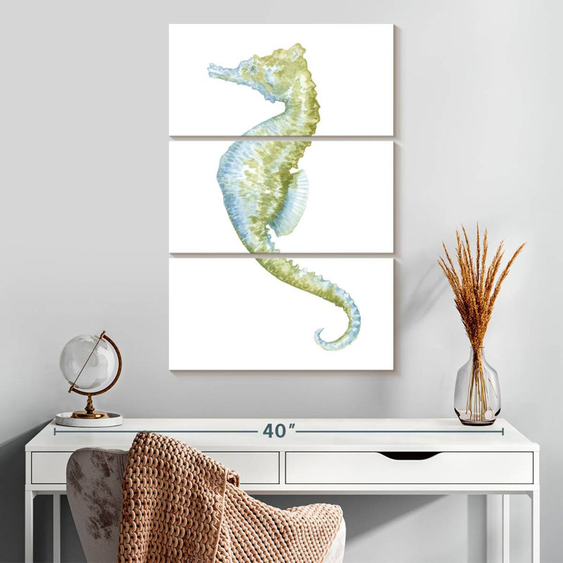 Brampt aquarelle hippocampe II, H 32 po x l 20 po