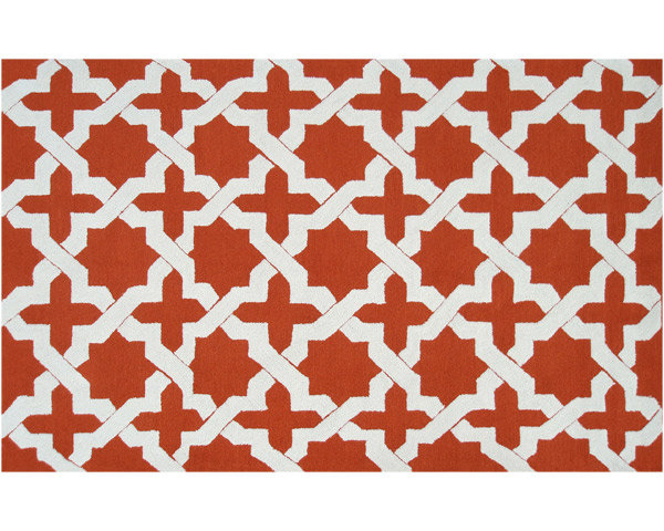 Hand Hooked Geometric Indoor Rug, Rectangle 7'6" x 9'6"