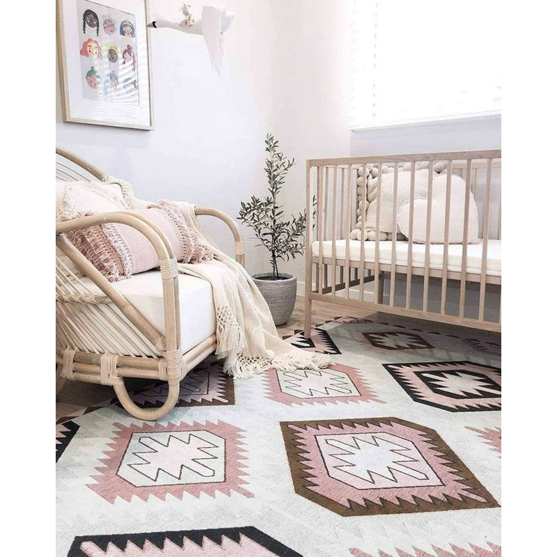 Tapis rond rose et vert Amelia-Louise, Rectangle 5 pi 7 po x 7 pi 11 po