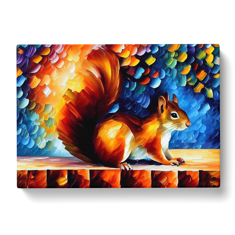 XXX-H1022-WF-8257X Squirrel Painting Abstract - Wrapped Canvas Print, 35cm H x 50cm W x 3cm D