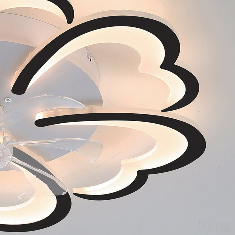 Ventilateur de plafond 26,7 po noir avec lumières, télécommande 3 températures de couleur, ventilateur à 6 vitesses
