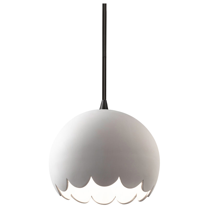 Luminaire suspendu en forme de dôme à 1 lumière Cerra, Noir mat, Bisque