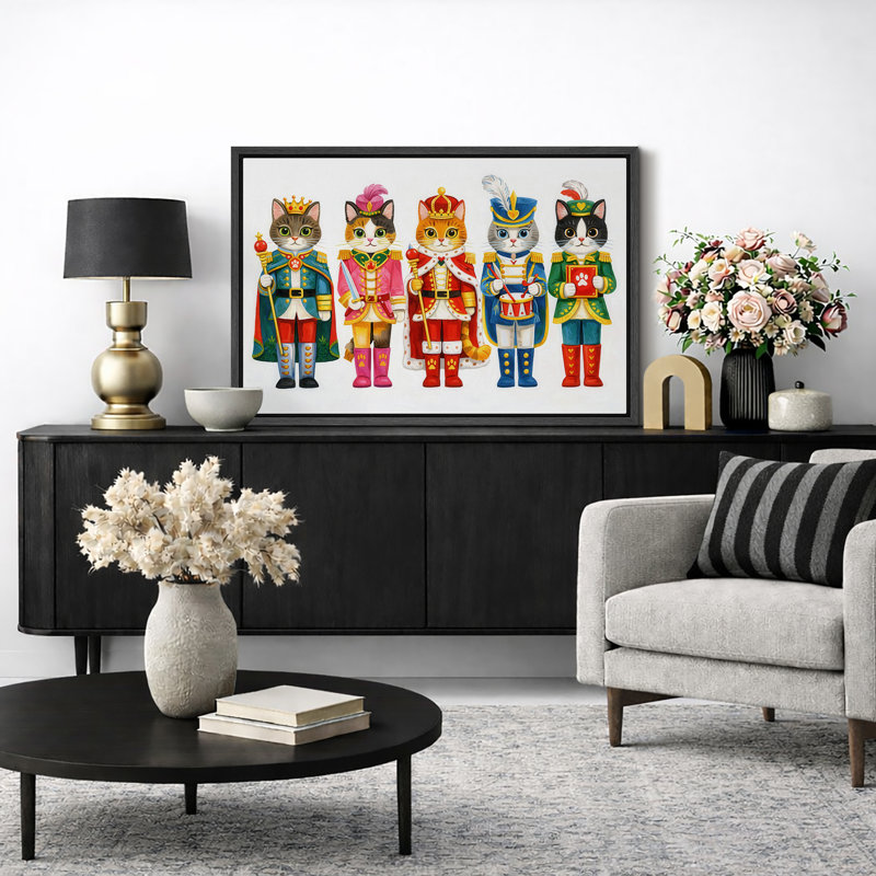 Art de chats royaux, images d'animaux mignons, impression sur toile encadrée, H 24 po x l 36 po x P 1,5 po, Cadre noir
