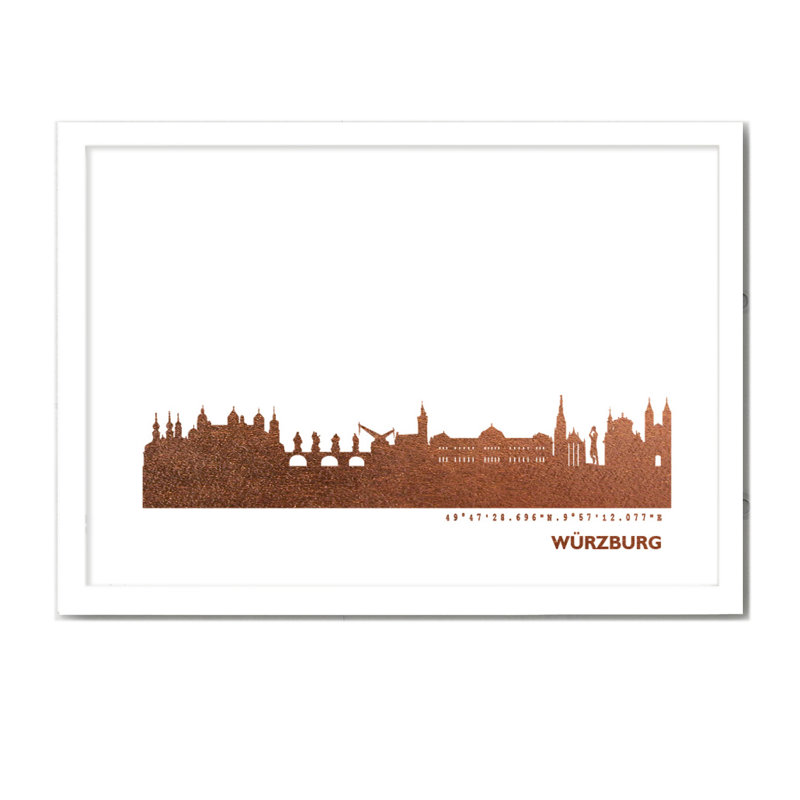 Würzburg Würzburg Skyline - Single Picture Frame Print, 33cm H x 43cm W x 4cm D