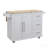 Kitchen Island with Spice Rack, Towel Rack and Extensible Solid Wood Table Top - White-129238675