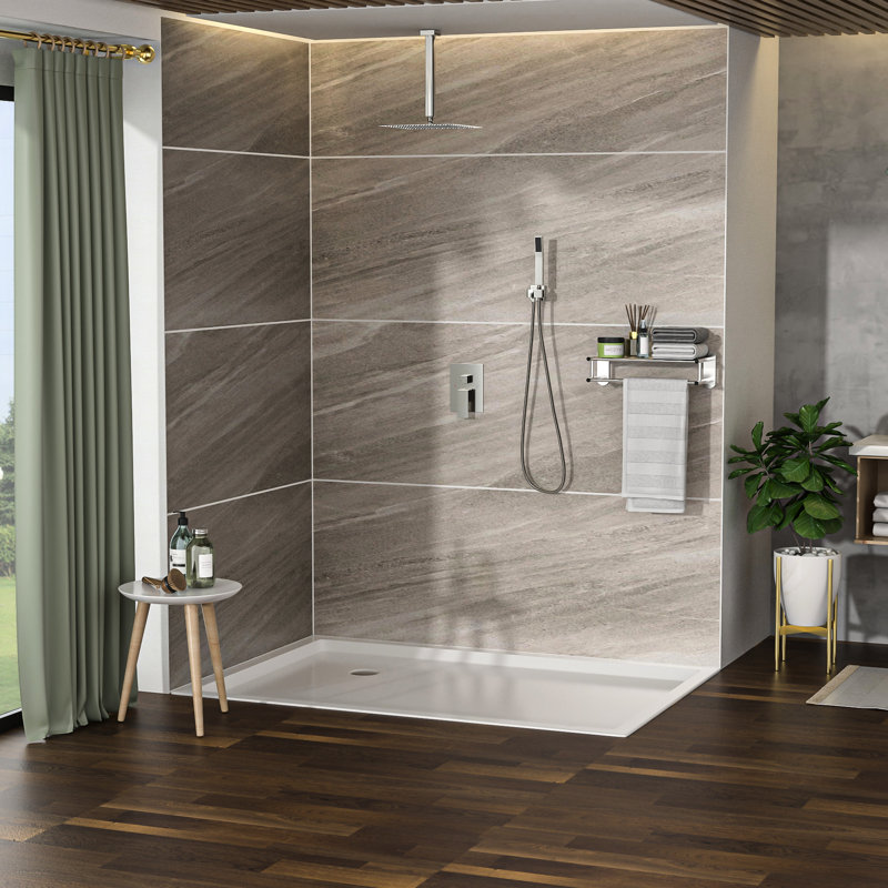Ceiling Mount Dual Shower - 10 Inch Brushed Nickel Square With Adjustable Rainfall And Detachable Handheld System Head Easy Clean Nozzle Spray