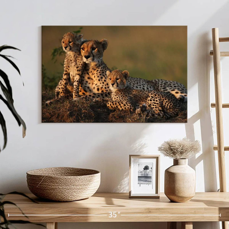 Safari guépard famille, H 16 po x l 24 po