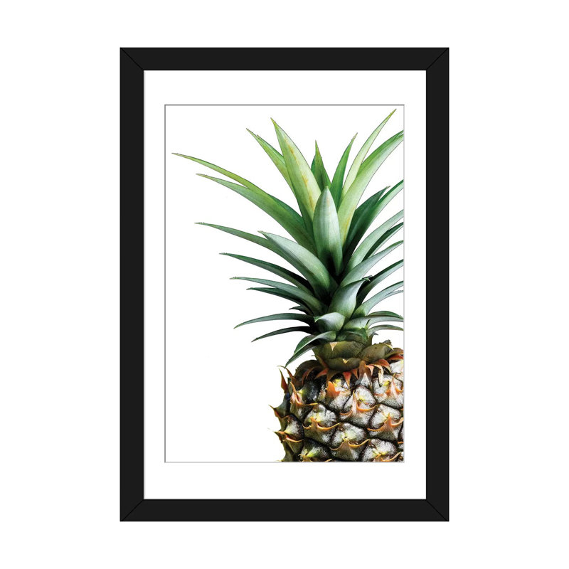 « ananas », impression sur toile, H 24 po x l 16 po x P 1 po, Papier d'art encadré noir, Blanc