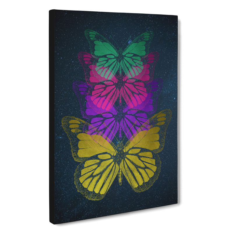 Cosmic Butterflies - Wrapped Canvas Print, 60cm H x 40cm W x 3cm D