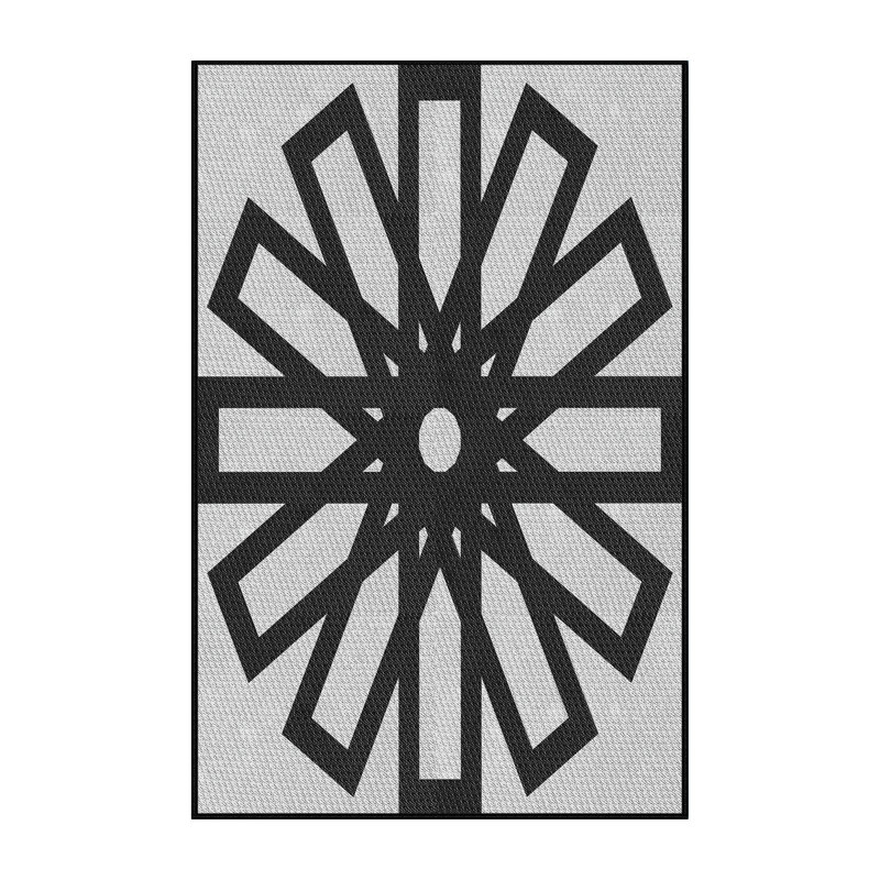 Tapis noir / blanc cassé Power Loom, Rectangle 5 pi x 7 pi