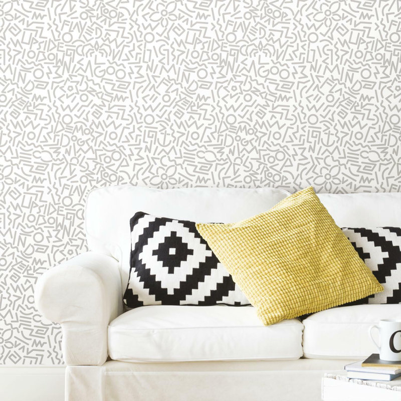 STRANGER THINGS DOODLES PEEL & STICK WALLPAPER, Grey