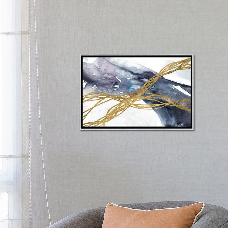 Agate Wave III par Jennifer Goldberger - reproduction imprimée, H 18 po x l 26 po x P 1,5 po, Toile avec cadre argenté