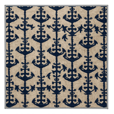 Washable Anchor repeats Nautical Area Rug