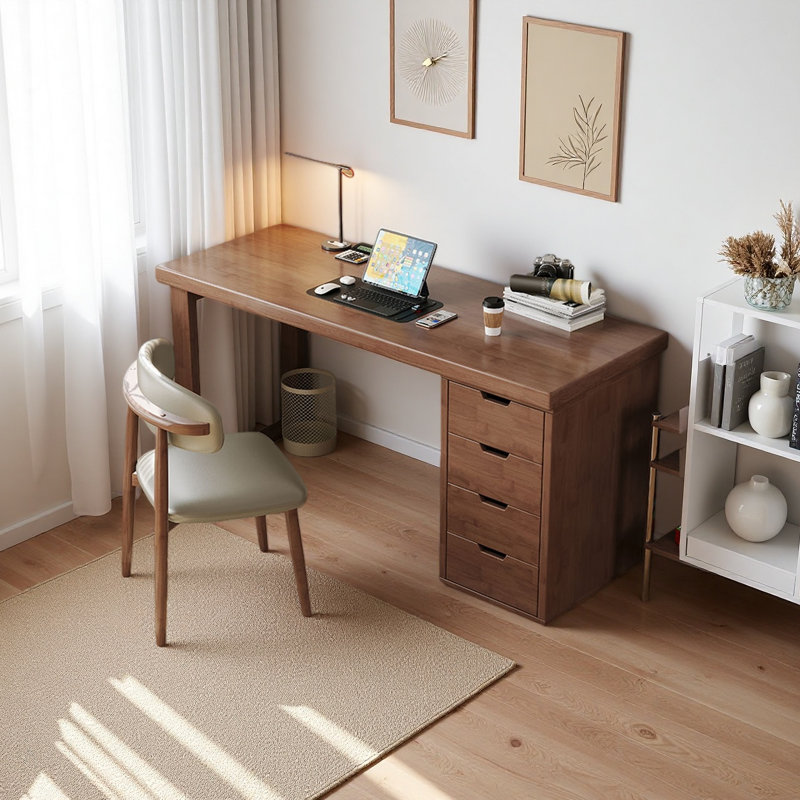 Bureau d'étude en bois d'hévéa massif, H 29,52 po x l 47,24 po x P 23,62 po