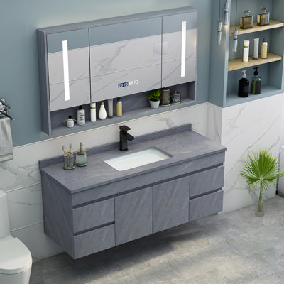 Light luxury simple grey bathroom cabinet