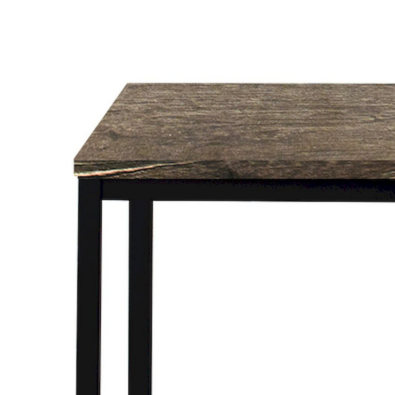 Rary Computer Writing Desk, 63 Inch, Black Metal Frame, Brown Wood Top, Dark Brown/Black, 47.2" H x 29.5" W x 23.6" D