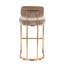 Fixed-Height Barstool in Gold Metal and Brown Fabric - Set of 2-129460938-129460935