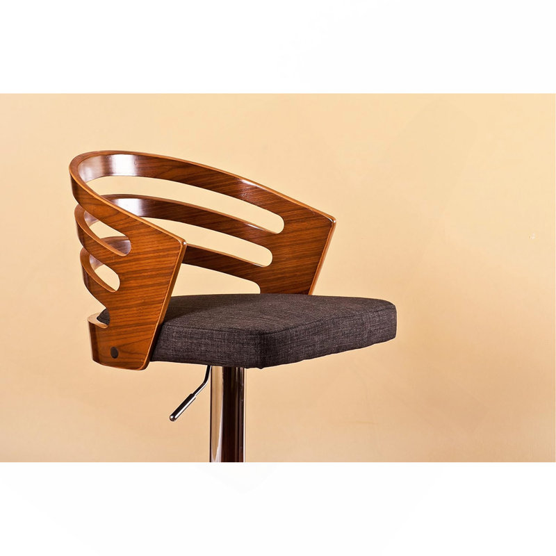 Swivel Bar Stool With Cushion, Black/Brown
