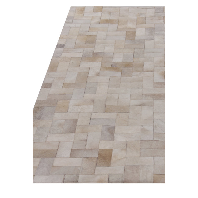 Natural Hide hand-tufted Leather Hide Ivory Area Rug