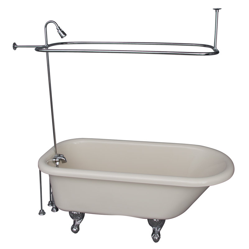 Anthea 60'' x 30'' Soaking Acrylic Bathtub with Faucet, Bisque