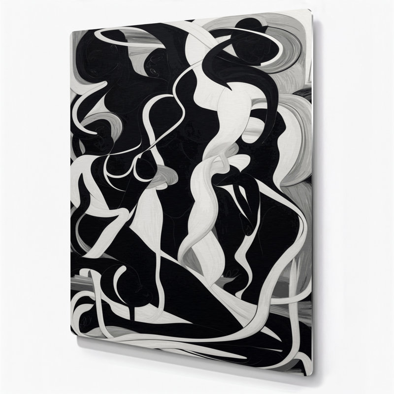Abstrait figuratif 59, art mural en métal noir