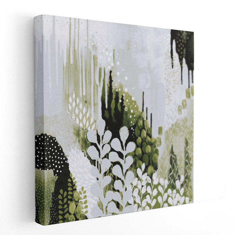 «Green Forest», art sur toile | Décoration murale aquarelle abstraite | Forêt II avec vert, H 24 po x l 24 po