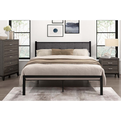Yesha Upholstered Metal Platform Bed