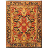 Ferahan Hand Knotted Wool Geometric Area Rug in Rust / Navy
