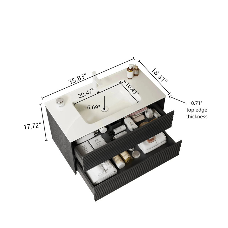 Meuble-lavabo (doit inclure le meuble-lavabo et le lavabo) 36 po en bois