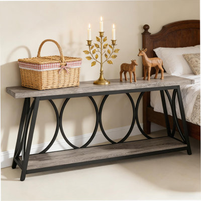 Table de couloir à 2 niveaux avec design industriel rétro, robuste et polyvalente pour divers décors
