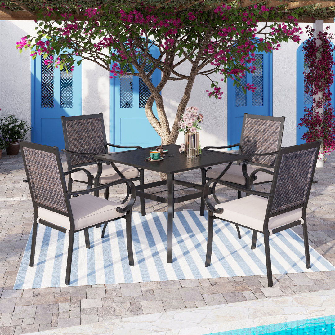 Alyah Square 5 - Piece 4 - Person 93.98Cm L Outdoor Table Set