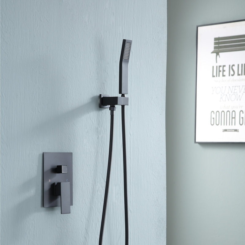 12" Rain Shower System with Handheld Spray Shower, Wall-Mounted, Dual Function, Matte Black, Matte Black