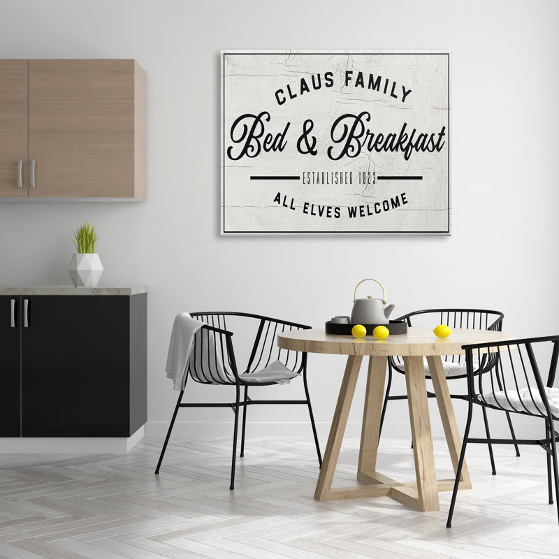 Claus Family Bed and Breakfast, vacances de Noël charmantes - Art textuel, Toile tendue, H 36 po x l 48 po