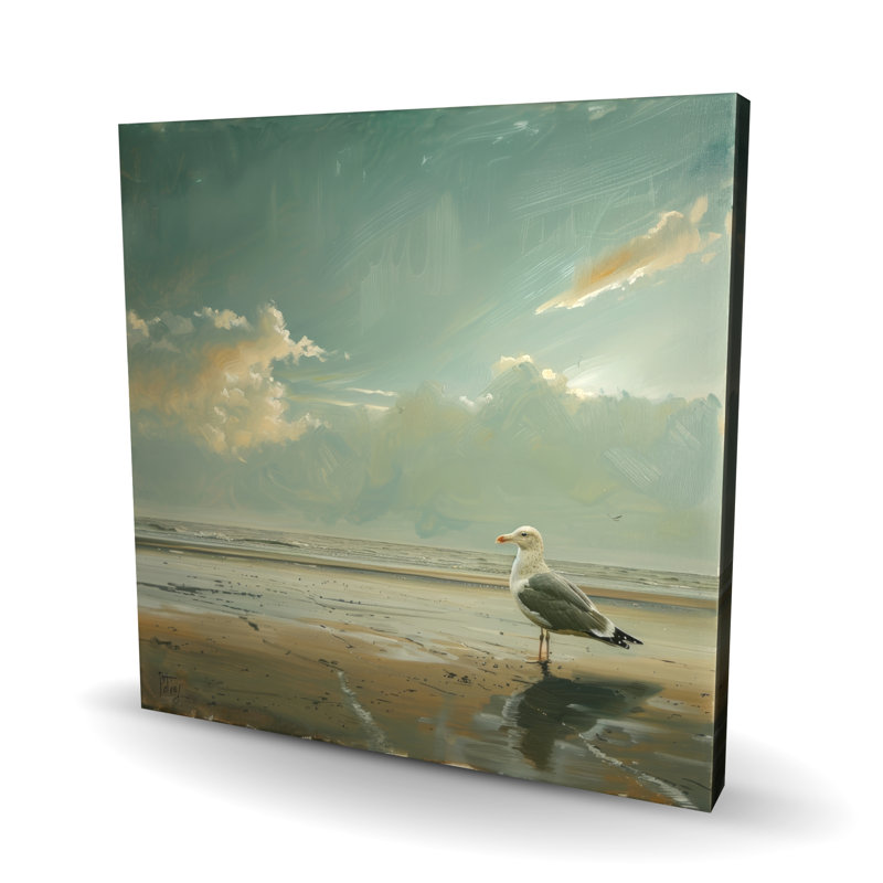 Relaxed seagull Beige Canvas | Home Decor Art for Serenity