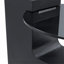 Table basse moderne et simple à double couche - plateau en verre gris transparent avec pieds en panneau de fibres à densité moyenne noirs en forme de L. La conception détachable rend l'utilisation de l'espace plus flexible.